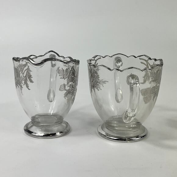 Crystal Silver Overlay Serving Dishes Set Cambridge Caprice Metallic Vintage 4PC - Picture 14 of 16